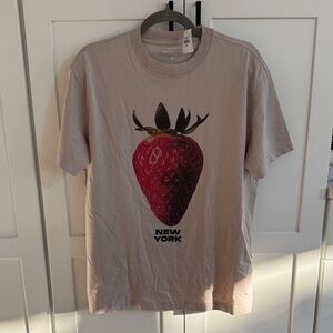 Abercrombie & Fitch Tan Tee with Strawberry Graphic